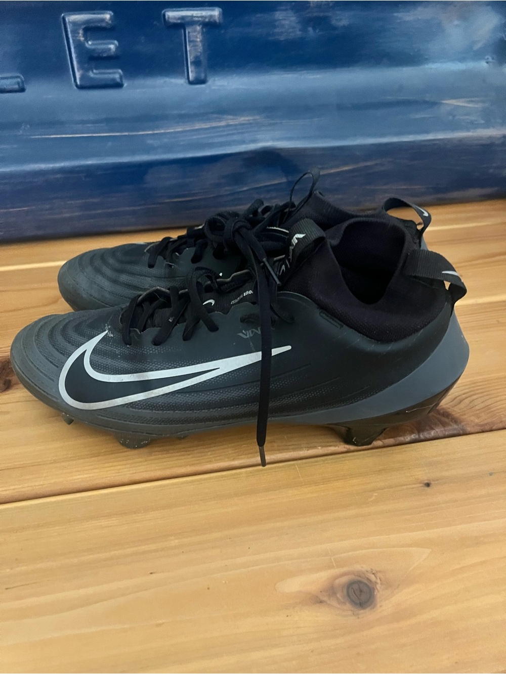 Nike Vapor Pro 1 - Black and Silver Football Cleats with Metallic Swoosh